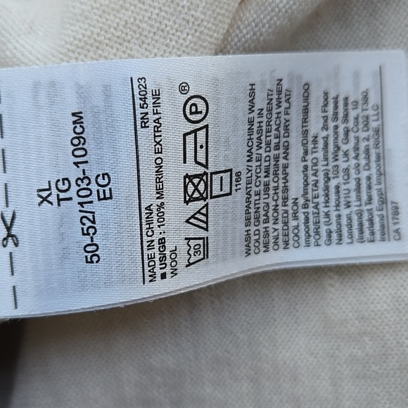 Banana Republic Merino Wool Color Block Sweater Extra Large NWOT White Maroon - Picture 4 of 8